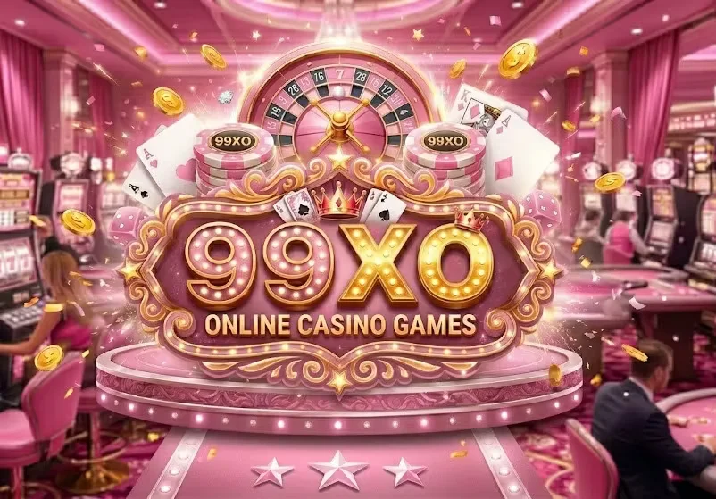 A successful player encircled by falling gold tokens and a glowing prize wheel — representing the luxury of 99XO.